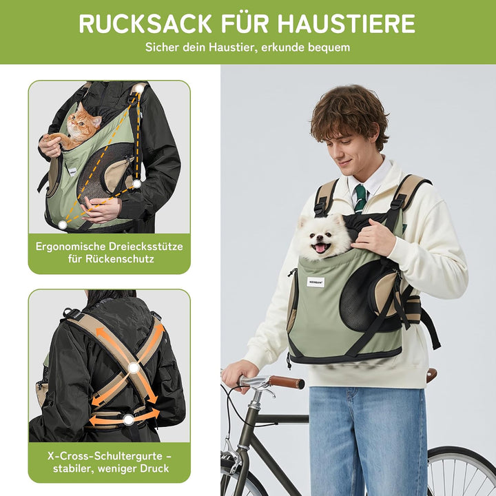 ALLSOPETS Hundetragerucksack, Tragbarer Haustiertragerucksack für Katzen Hunde Welpen, Integrierter