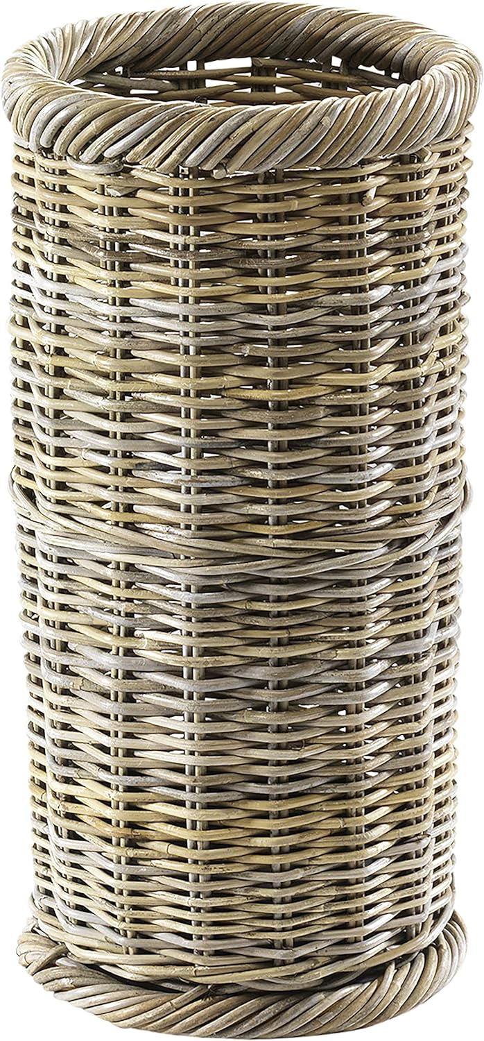 Kobolo Dekorativer Schirmständer aus grauem Rattan