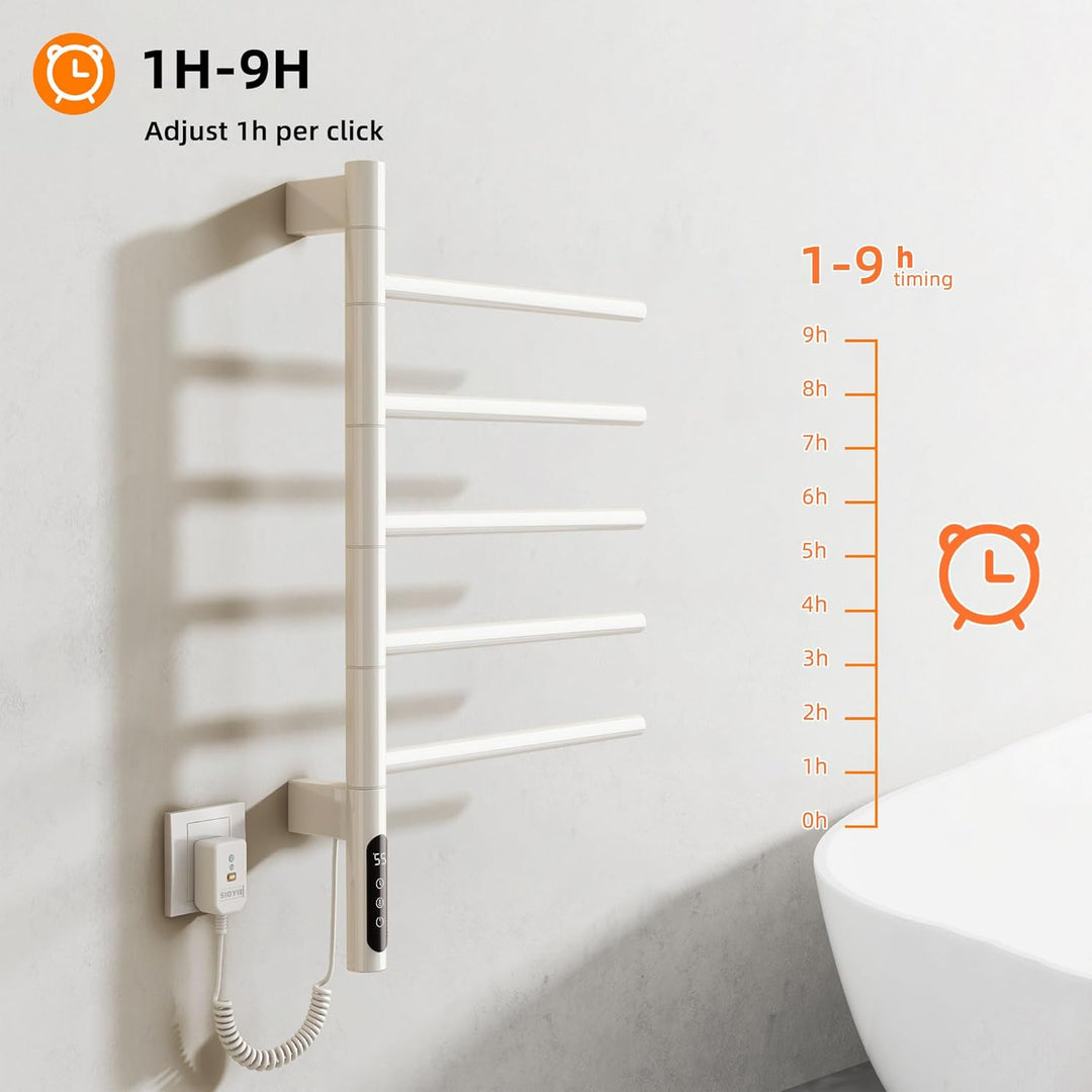Badheizkörper Elektrisch 415x680mm 85W 180° Drehung Handtuchheizkörper Elektrisch Weiss Handtuchheiz