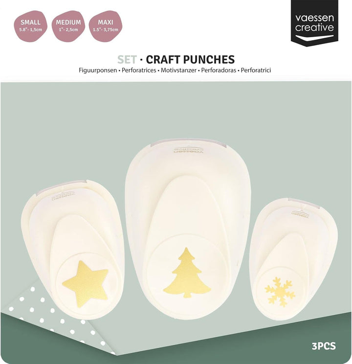 Vaessen Creative Stanzer Set - Motivstanzer - Weihnachten - 3 Stück - Tonpapier und Bastelmaterial b