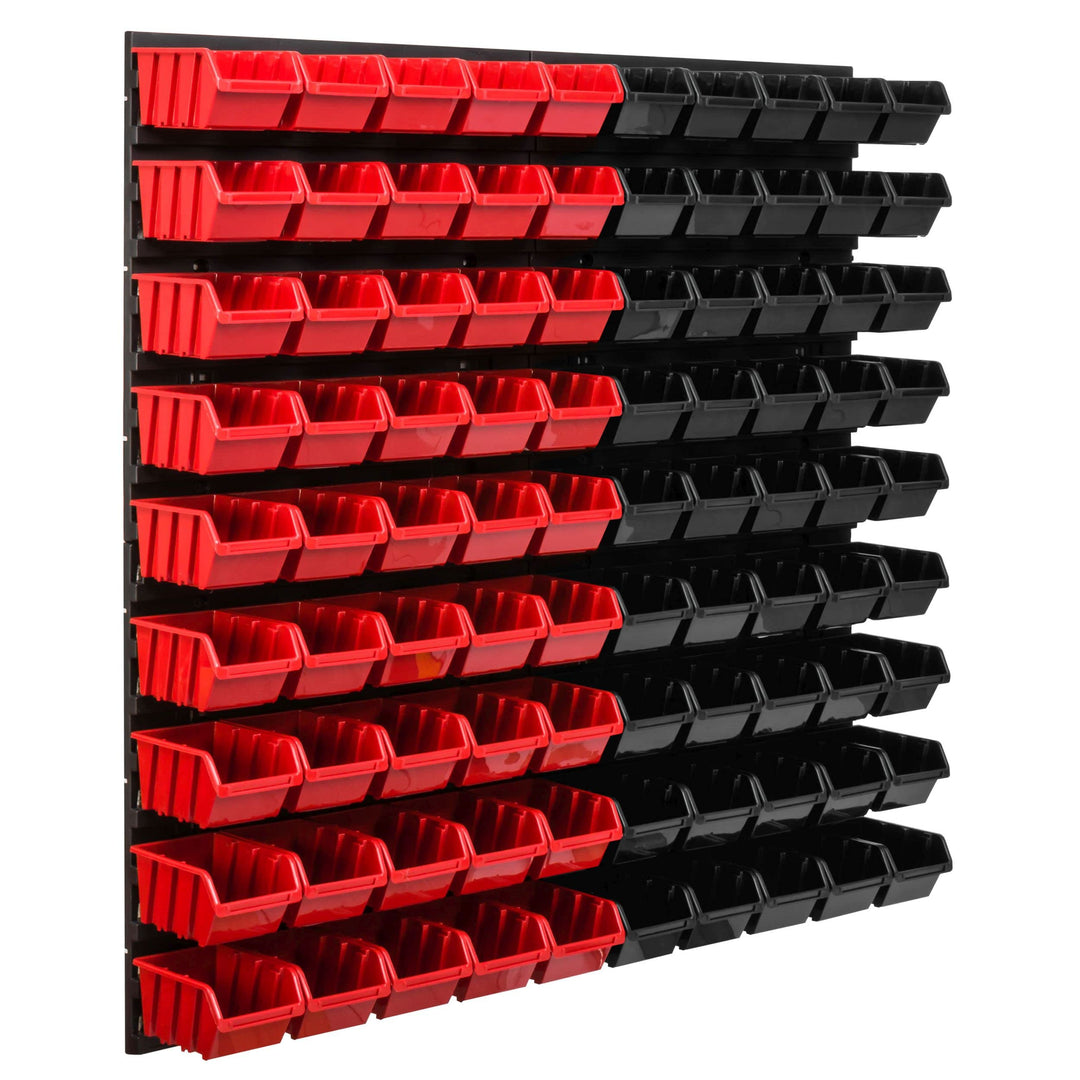 Lagersystem Werkstattregal | 78 x 78 cm | 90 stck. Box | Wandregal mit Stapelboxen - Wandplatten Ext