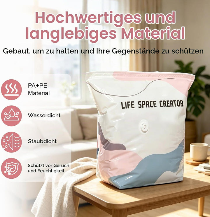 No‑Pump Vacuum Storage Bags, 4 Stücks Vakuumbeutel Ohne Pumpe, Vakuum-Aufbewahrungsbeutel Ohne Pumpe