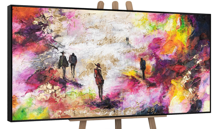 YS-Art XXL Abstrakt Acryl Gemälde auf Leinwand mit Rahmen Frühlingskühle handgemalte Wandbilder Wohn