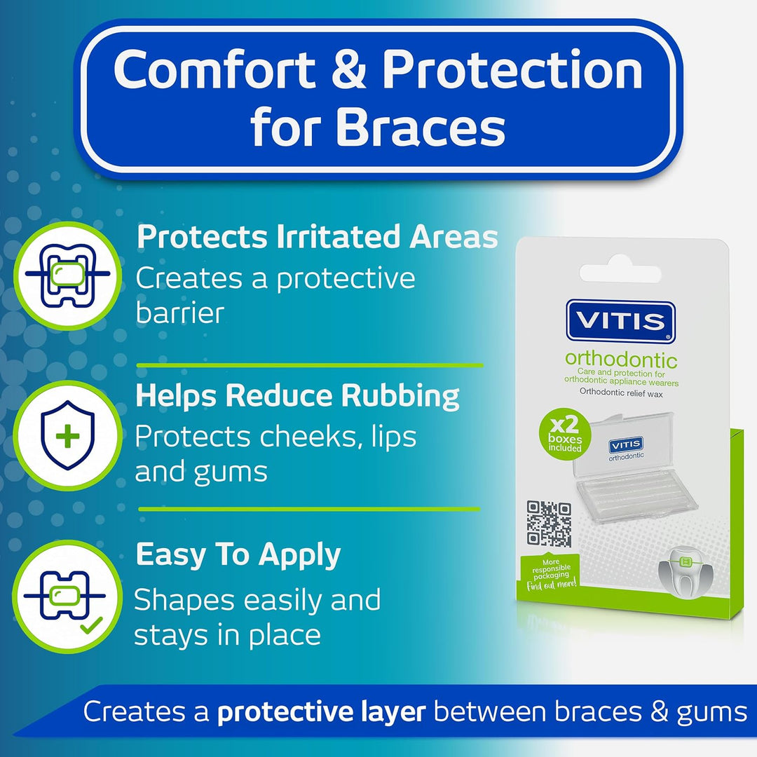 Vitis Orthodontic Relief Wax Strips (4pcs) by Vitis, 2 stück (2er Pack)