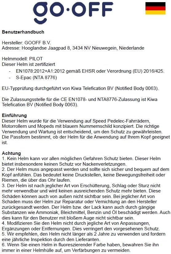 GOOFF Pilot S-Pedelec Helm - Schutz für schnelle E-Bike Fahrten – Fahrradhelm mit Visier und Licht –