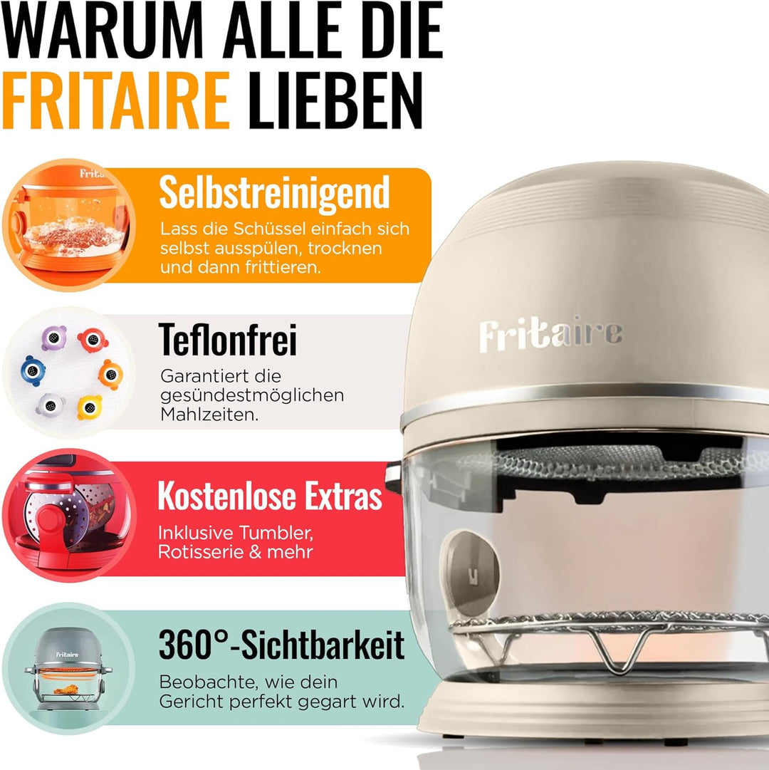 Fritaire Ungiftiger Glas-Airfryer™, 5L – 360° Sicht, Selbstreinigung, 400°F Heissluft-Vortex für gle