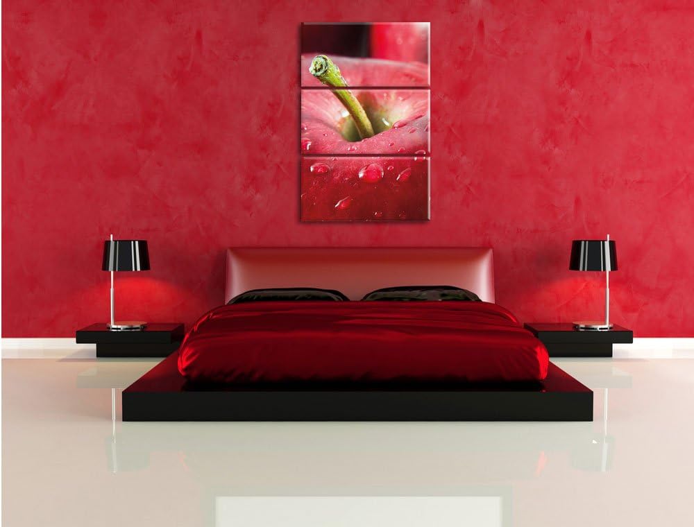 Apfel 3-Teiler Leinwandbild 120x80 Bild auf Leinwand, XXL riesige Bilder fertig gerahmt mit Keilrahm
