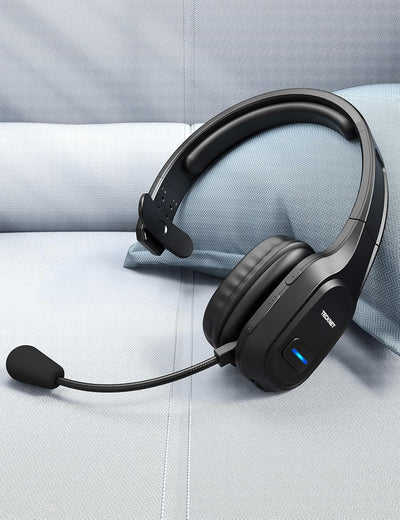 TECKNET Bluetooth Headset mit Mikrofon, PC Headset mit Rauschunterdrückung, Noise Cancelling Kopfhör