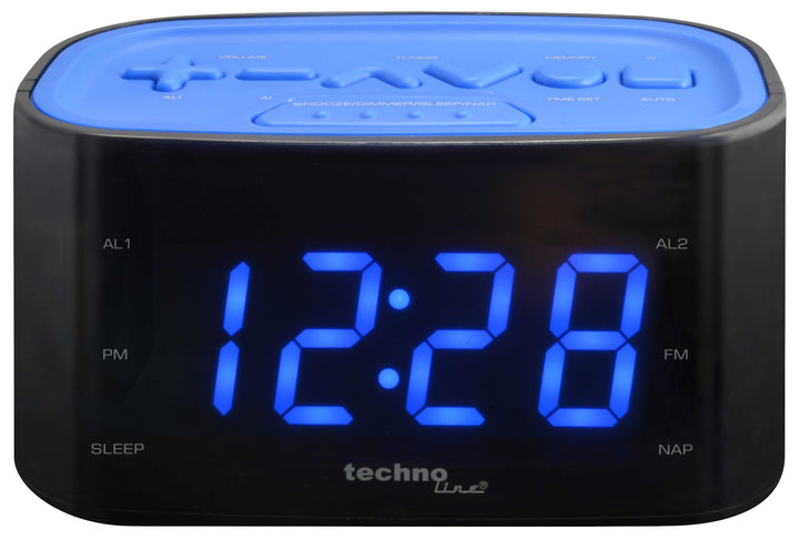 Technoline WT 465 LED Radiowecker mit Tasten im Play-Controller Design, blau, Blau