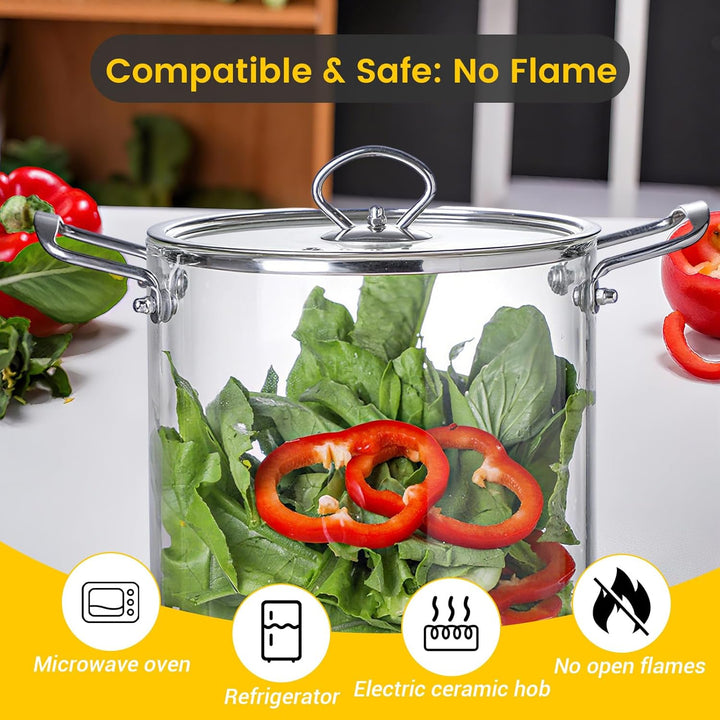 5,5L Glas- Suppentopf Simmertopf - Hitzebeständig Glastopf mit Deckel zum Kochen Transparente Suppen