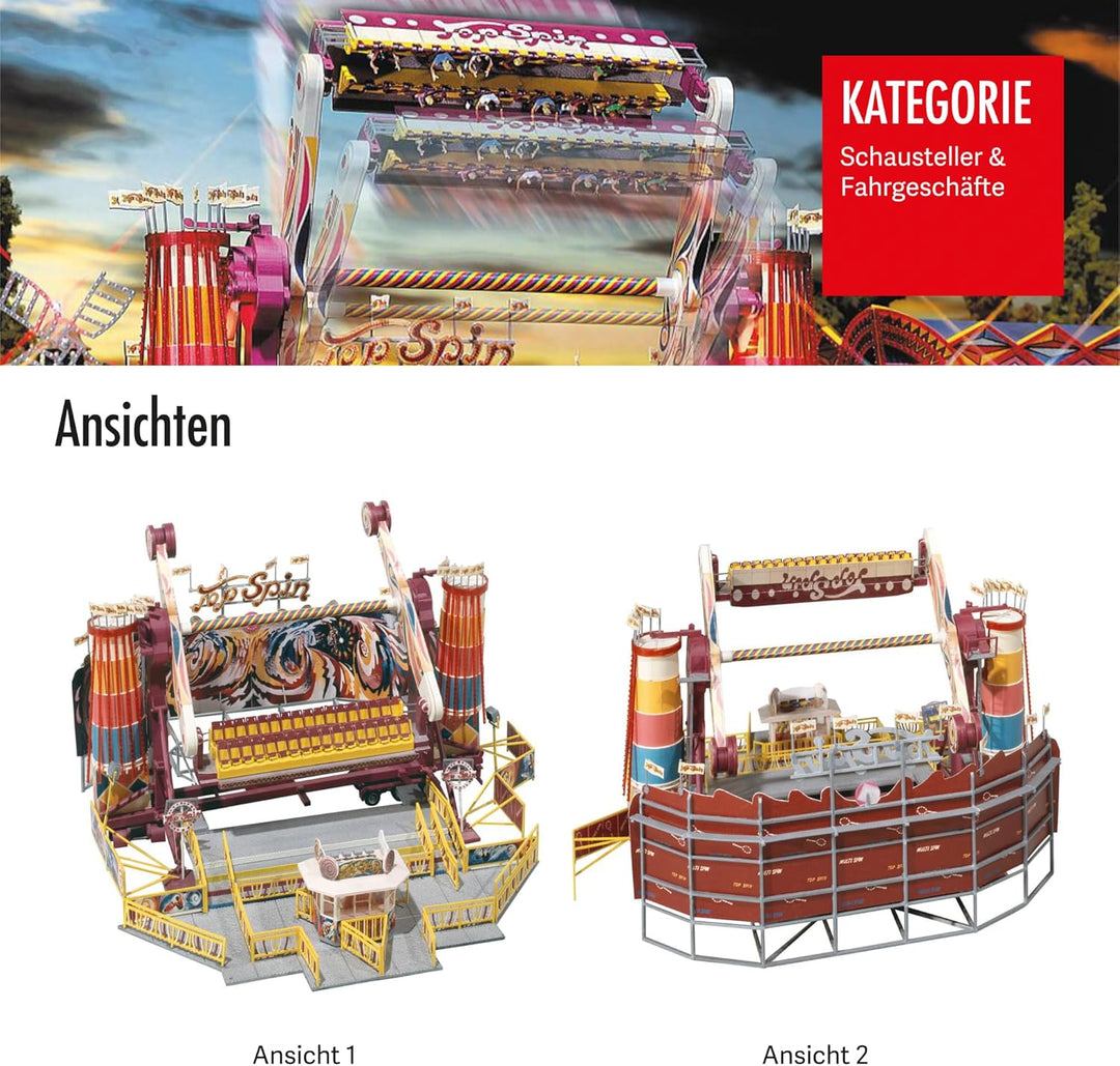 FALLER Karussell Top Spin Modellbausatz mit 374 Einzelteilen 240 x 240 x 214 mm I Modelleisenbahn Zu