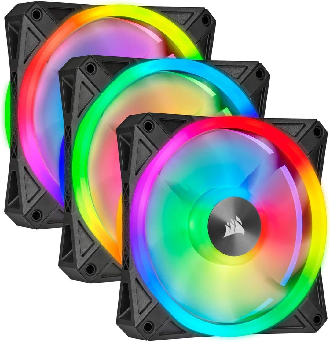 Corsair iCUE QL120 RGB, 120-mm-LED-PWM-Lüfter (für Desktop, 68 Einzeln Ansteuerbare, Schwindigkeiten