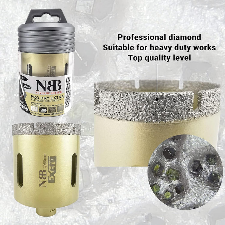 NBB vakuumgelötete Diamant lochsäge mit M14 Diamantbohrer Diamantkrone zum Trocken- oder Nass bohren