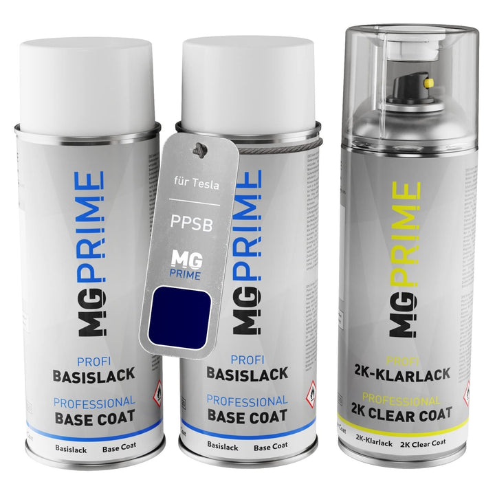 MG PRIME Autolack 2K Spraydosen Set für Tesla PPSB Ocean Blue Pearl Metallic/Deep Blue Pearl Metalli