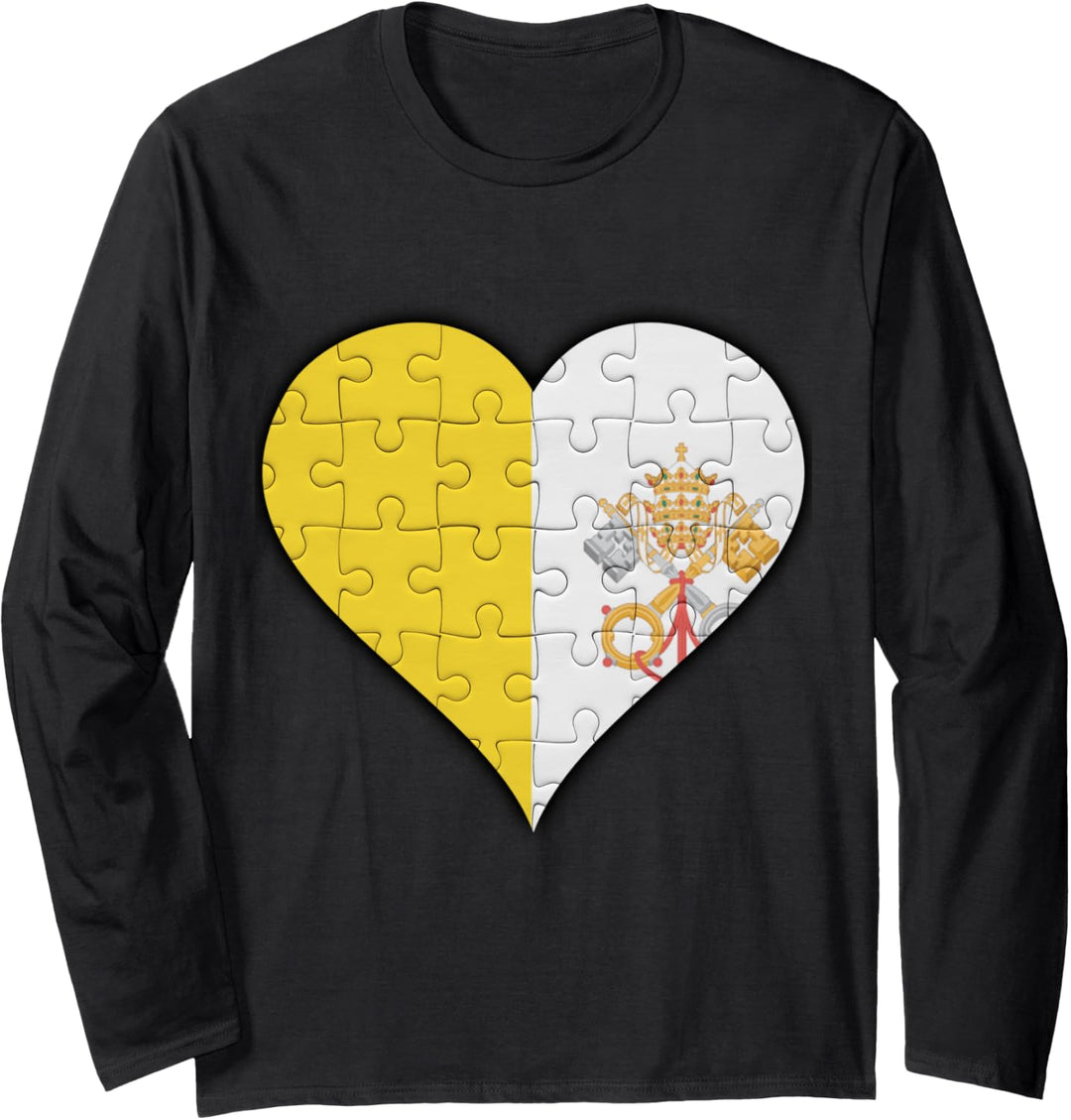 Vatikanstadt Vatikan Flagge Herz Langarmshirt