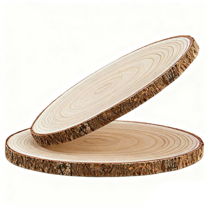 35-38cm Grosse Baumscheibe 2pcs holzscheiben mit Rinde Untersetzer Holz Log Rustikale Kerzenständer