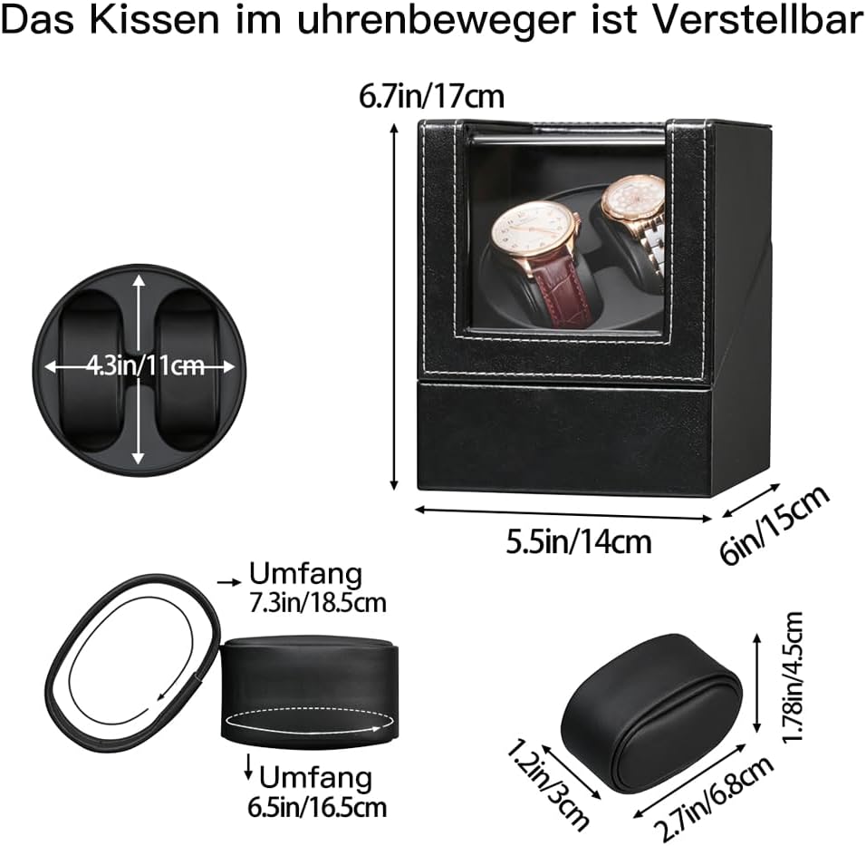 Automatische Uhrenbeweger Box,luxuriöser Uhrenbeweger,Uhrengehäuse mit leisem Mabuchi Motor,Batterie