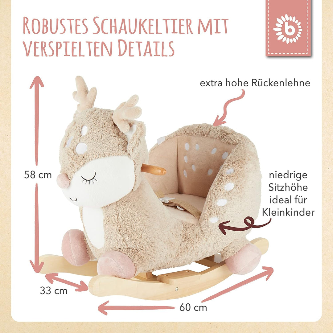 Bieco Plüsch Schaukeltier REH, 60 cm | Kinder Schaukelstuhl mit Sicherheitsgurt | Baby Schaukel | Kl