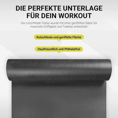 MSPORTS Gymnastikmatte Studio 183 x 61 x 1,0 oder 1,5 cm | inkl. Übungsposter und Tragegurte | Hautf