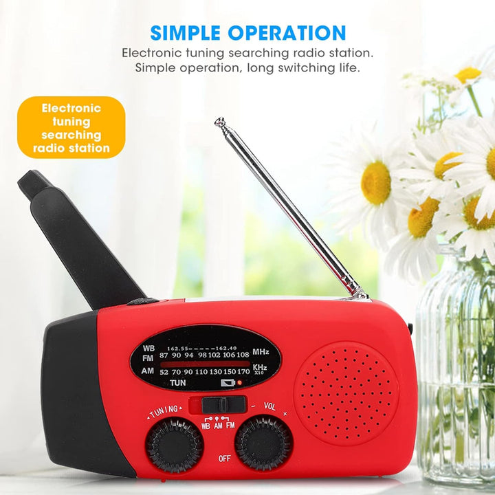 Emergency Handkurbel Radio mit LED -Taschenlampe, Solar & USB -Ladung, AM/FM/NOAA -Wetterbändern, 12