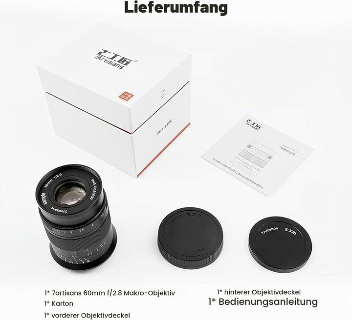 7artisans 60mm F2.8 II APS-C Format Makro-Objektiv, Kompatibel mit Sony E-Mount-Kameras Kameras Sony