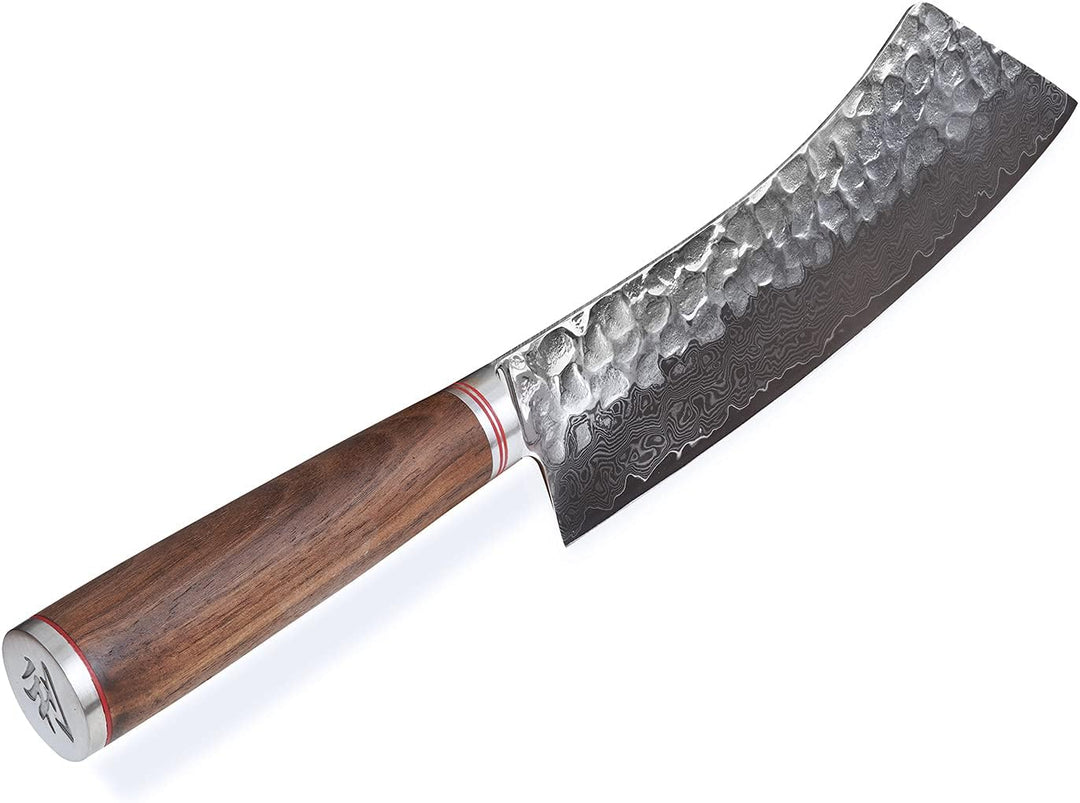 Wakoli Nussbaum Damastmesser Blockmesser japanischer Stil extrem scharfe 23,50 cm Klinge aus 67 Lage