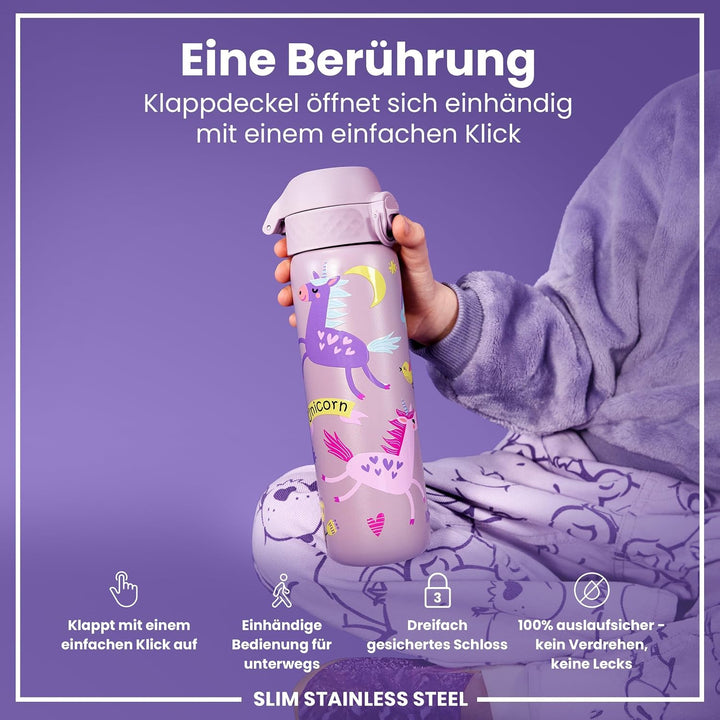 ion8 Leicht Stahl-Trinkflasche 600 ml Nicht IsoliertAuslaufsicher Einhandöffnung Sichere Verriegelun