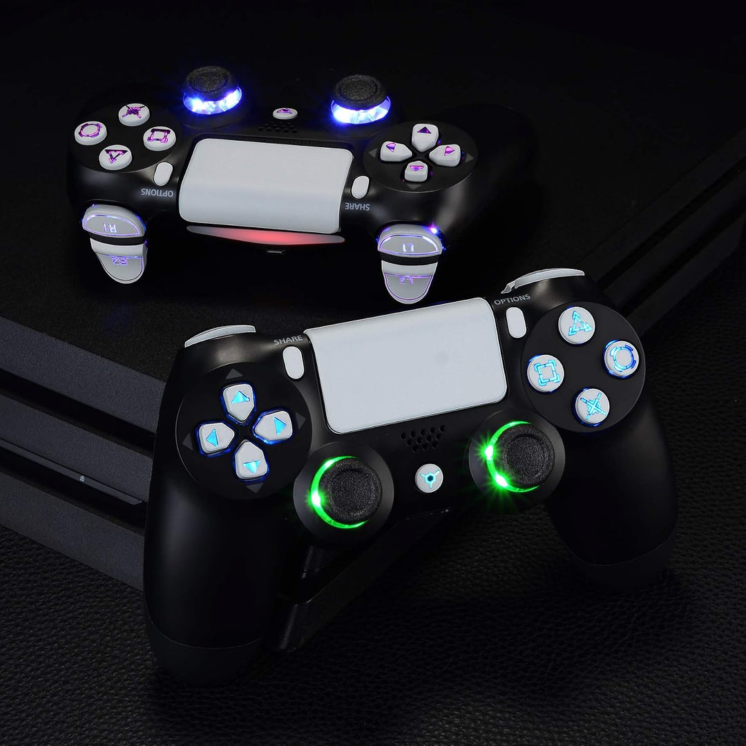 eXtremeRate LED Tasten Kit für ps4, 10 Modi 7 Farben DTF 2.0 Knöpfe D-Pad Trigger Thumbsticks Button