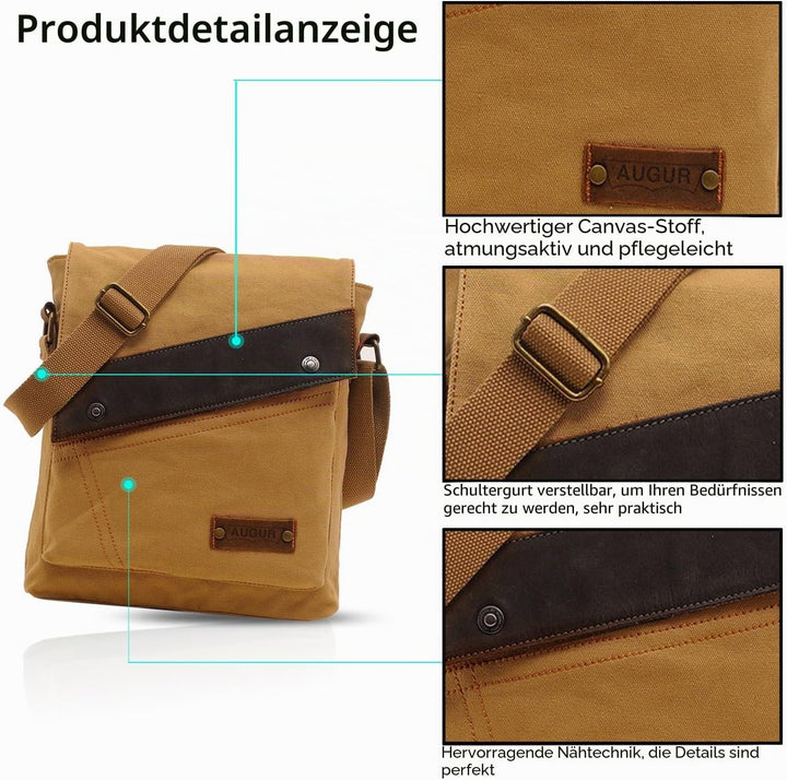 FANDARE Vintage Messenger Bag Umhängetasche Computer Briefcase Taschen für Arbeit Schule Schulranzen