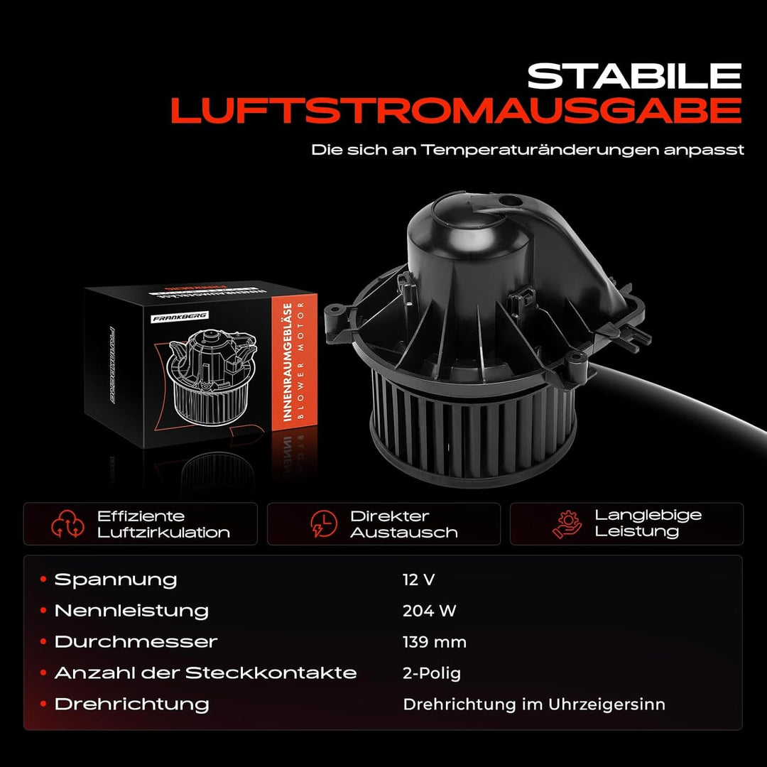 Frankberg Heizungsgebläse Gebläsemotor Kompatibel mit M.i.n.i R50 R53 One Cooper 1.4L 1.6L 2001-2006