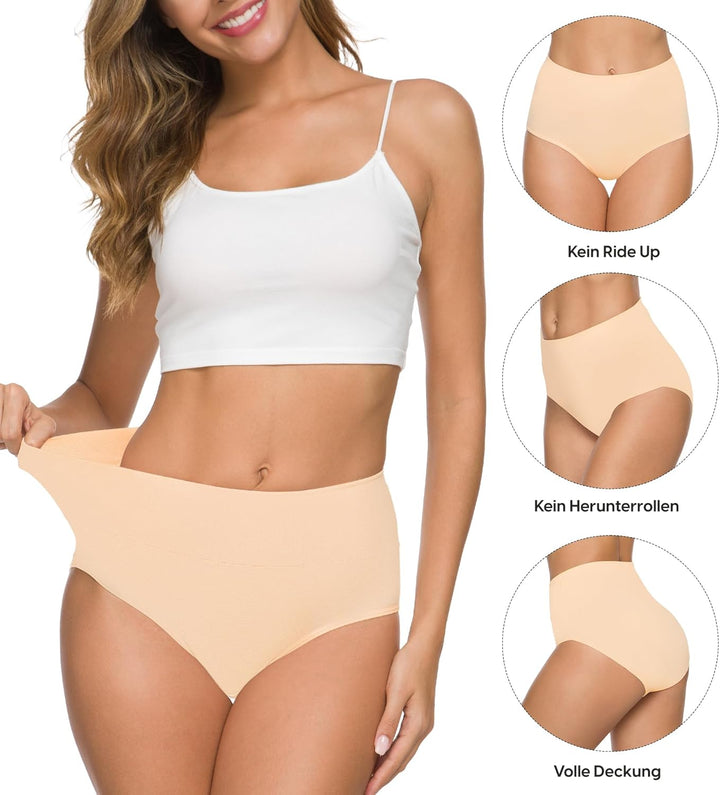 Wealurre Unterhosen Damen Baumwolle Unterwäsche Hohe Taille High Waist Slip Damen Weich Wochenbett U