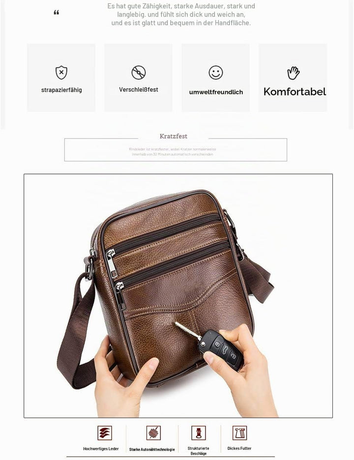 Herren Schultertaschen Freizeit Fashion Echtleder Crossbody Tasche Schwarz3, Schwarz3