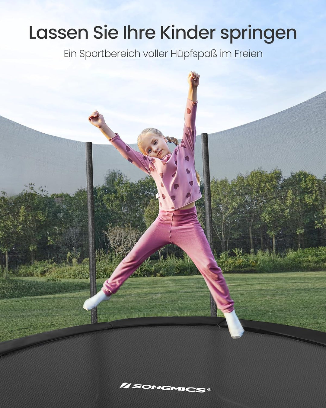 SONGMICS Trampolin Outdoor Ø 183/244/305/366/427 cm, rundes Gartentrampolin Kindertrampolin mit Rand