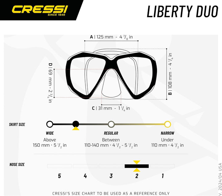 Cressi Liberty - Tauchen, Apnoe und Schnorchelmaske - Erhältlich in der Version mit Zwei/Drei Gläser