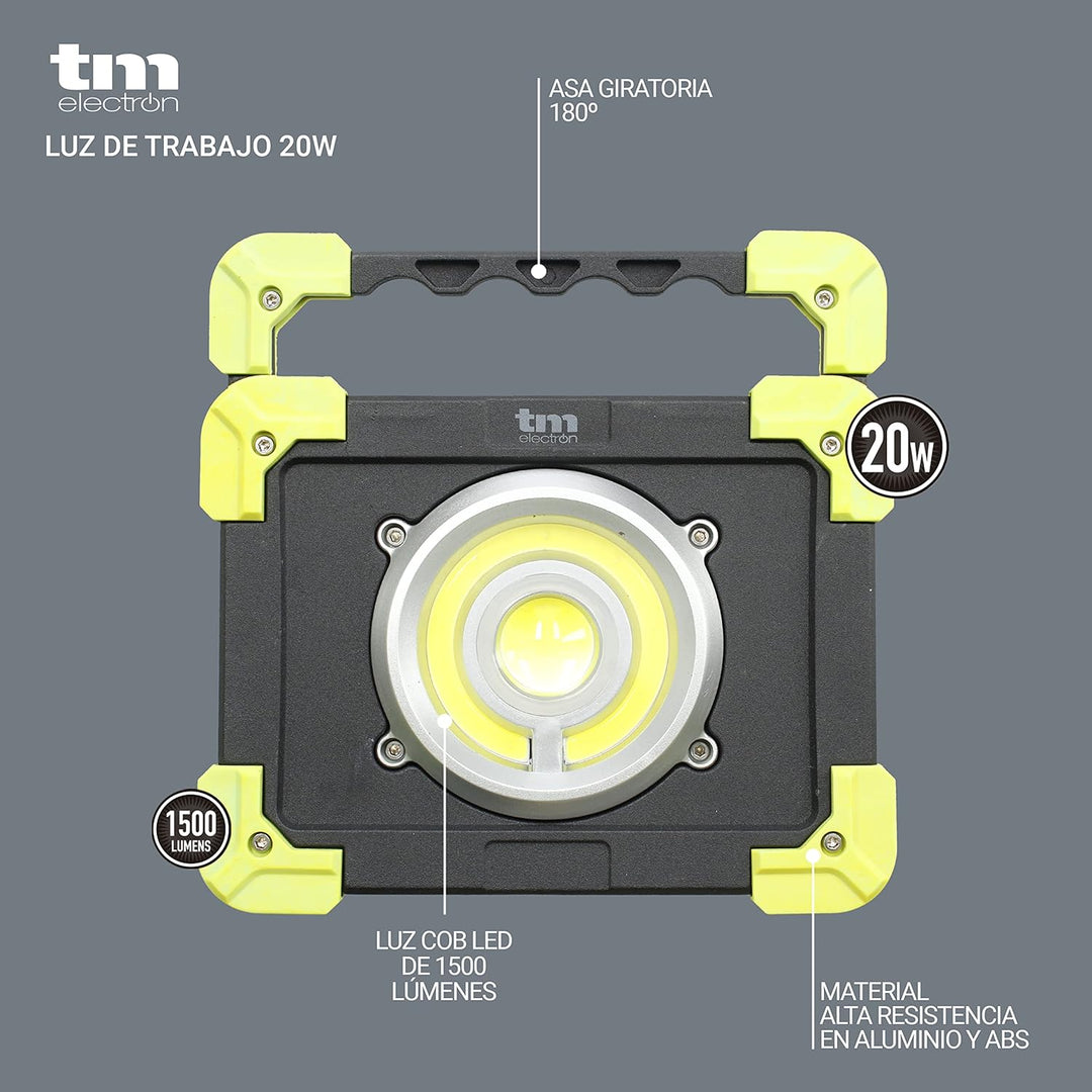 TM Electron TMTOR020 tragbares Arbeitslicht COB LED Super Hell 20W und Powerbank 4000 mAh 20W + Powe