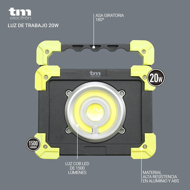 TM Electron TMTOR020 tragbares Arbeitslicht COB LED Super Hell 20W und Powerbank 4000 mAh 20W + Powe