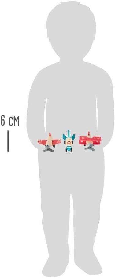 Small Foot Rückziehflieger und-raketen-Set, mit DREI tollen Fliegern, aus robustem Holz, ab 12 Monat