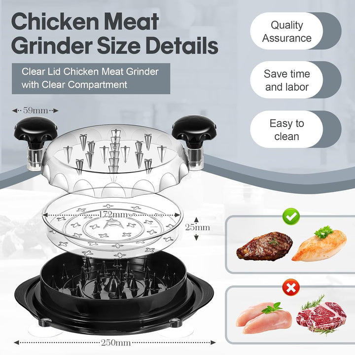 Coolty Hähnchen-Zerkleinerer,Sichtbar Chicken Shredder mit Starkem Saugnapf-Sockel, kann zum Schneid