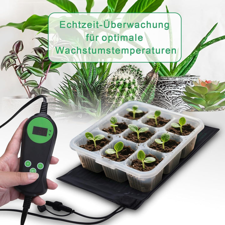 DERNORD 4 Pflanzmatte mit 1 Thermostat 30W Heizmatte 25.5 X 52.7CM Pflanzen Wasserdicht Heating Pad