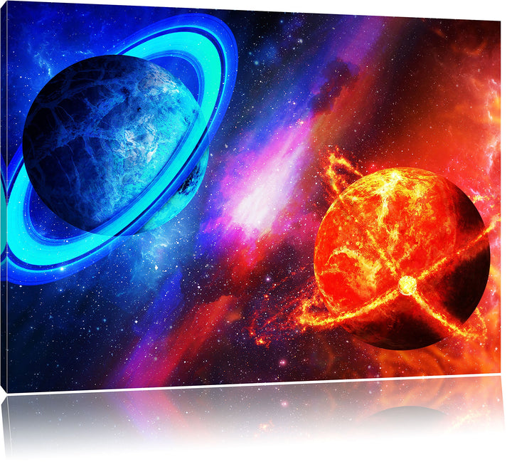 Ausgleich im Weltall, Format: 100x70 auf Leinwand, XXL riesige Bilder fertig gerahmt mit Keilrahmen,