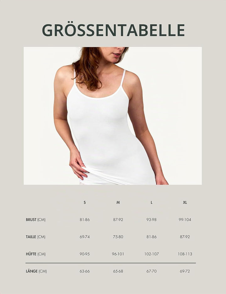 Basic Treasure 3er-Pack Unterhemden Damen, Spaghettiträger Top Damen, Premium Bambus Unterhemd Damen
