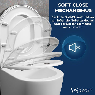 Cosondo PREMIUM Toilettendeckel - WC Sitz mit Absenkautomatik - Klodeckel D-Form weiss - Hochwertige