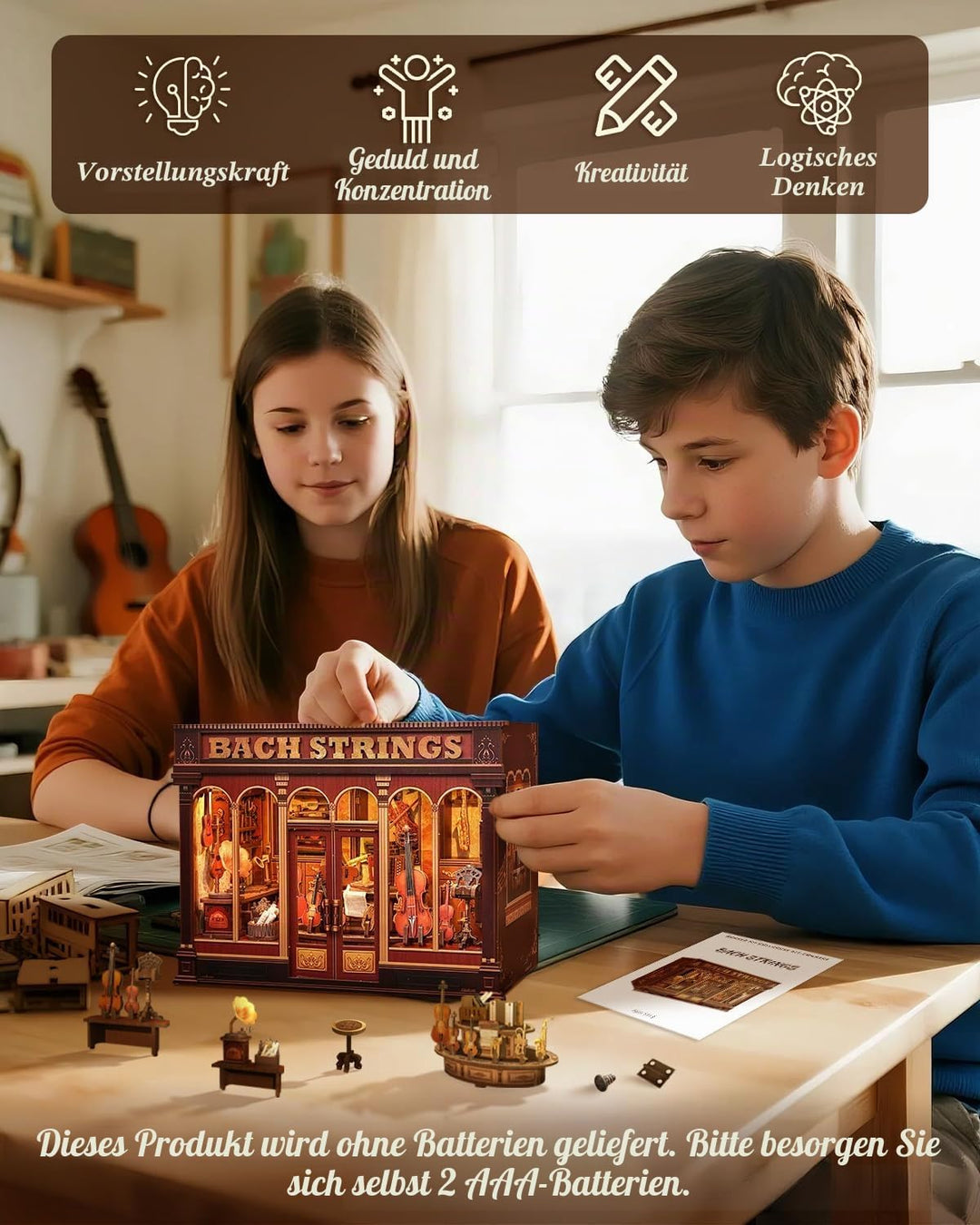 Book Nook Kit - Miniatur Puppenhaus mit LED: 3D Holz-Puzzle Buchstütze, Retro-Deko Bücherregal, klas