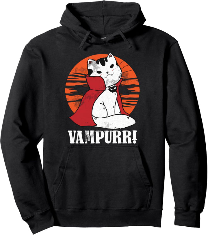 Vampurr Cat Lazy Halloween Kostüm Lustig Vampir Kätzchen Wortspiel Pullover Hoodie