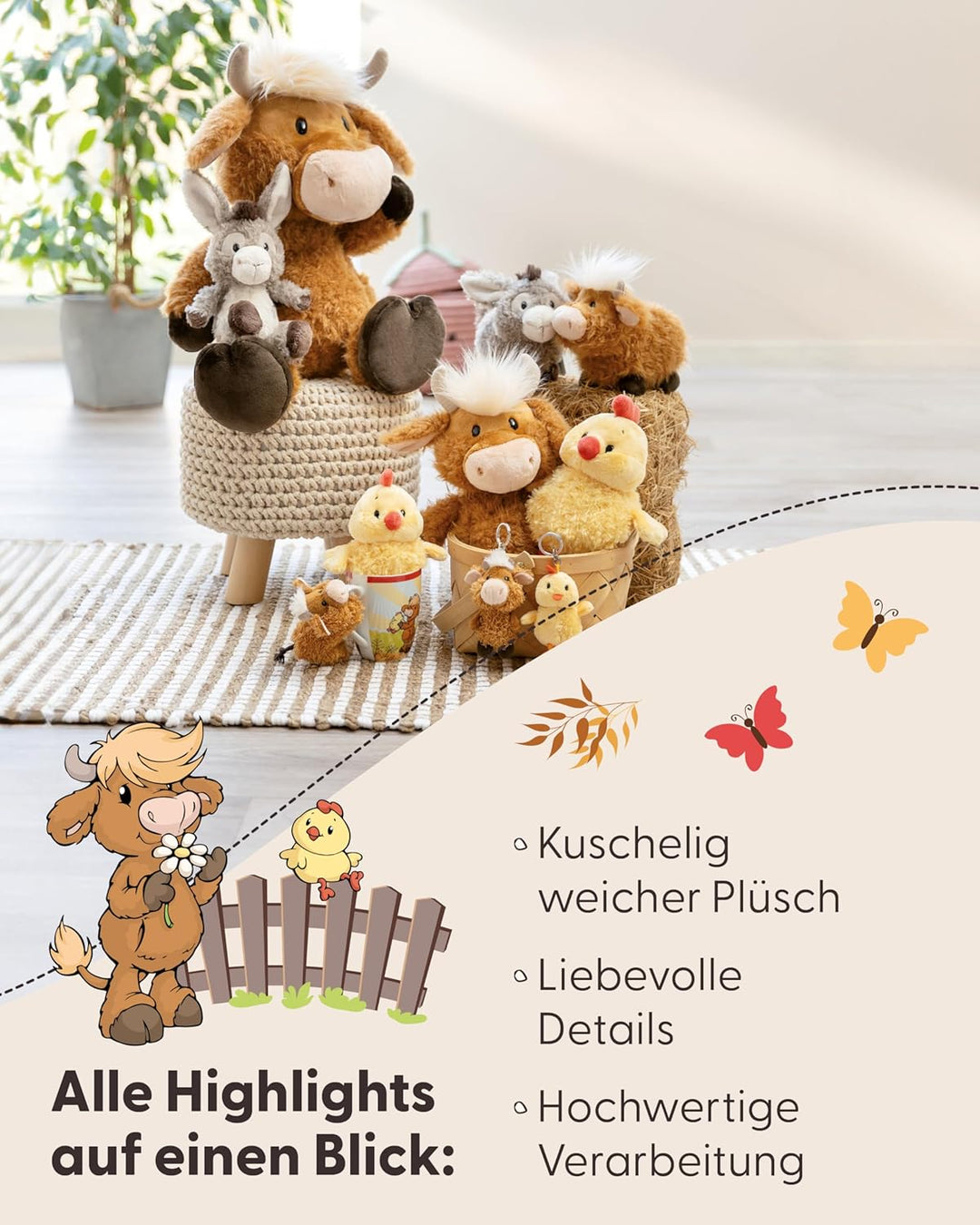 NICI Kuscheltier Hochlandrind McMooray 53cm braun - Stofftier aus weichem Plüsch, niedliches Plüscht