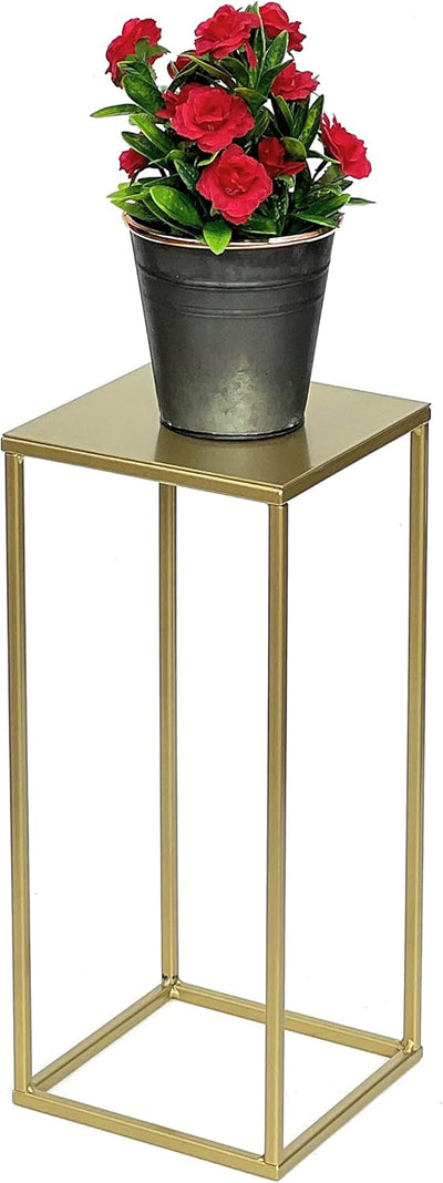 DanDiBo Blumenhocker Metall Gold Eckig 82-42 cm Blumenständer Beistelltisch 96406 Blumensäule Modern