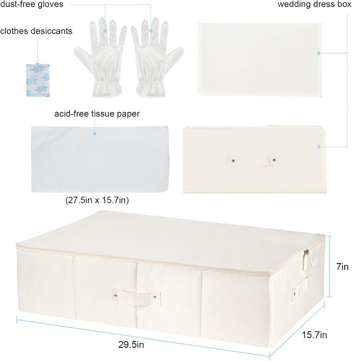 Ourea Hochzeitskleid-Box – Konservierungsbox für Hochzeitskleid, mit 20 Blatt säurefreiem Seidenpapi