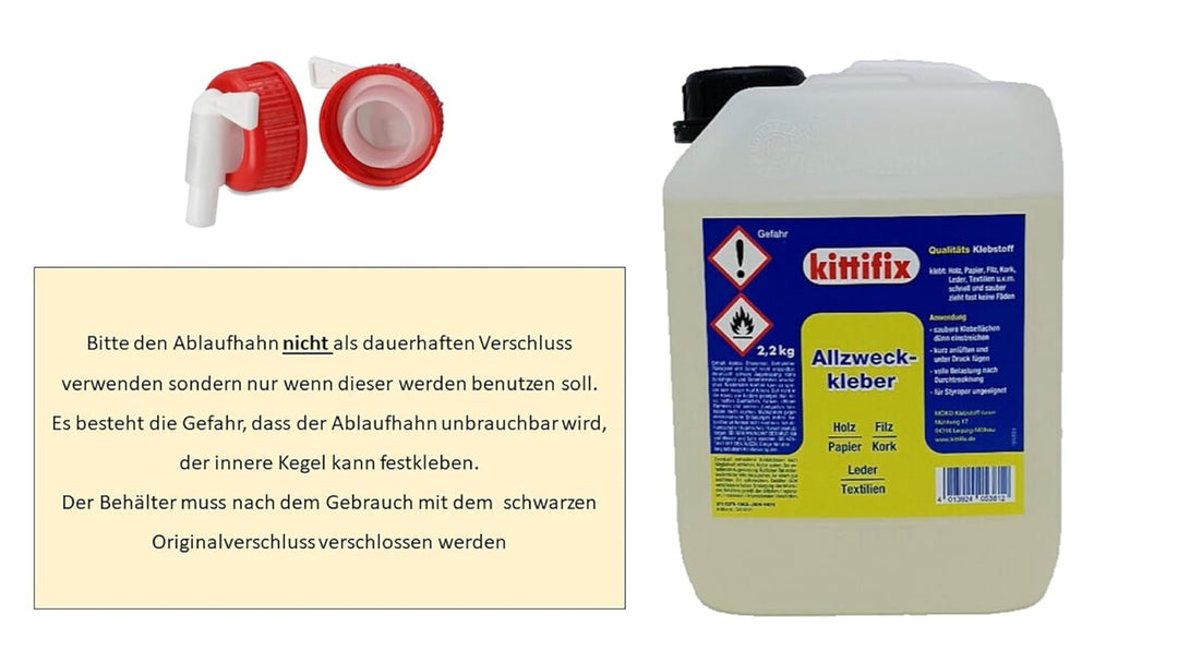 Kittifix Allzweckkleber 2,2 Kg mit Auslaufhahn