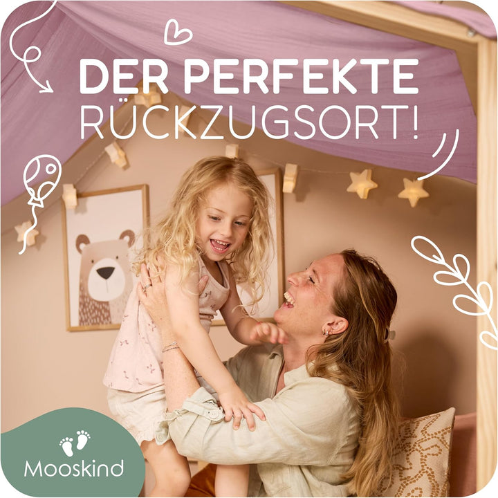 Hausbett Himmel – Aus weichem Musselin in 7 Farben – 100% Bio-Baumwolle – Traumhafte Hausbett Deko &