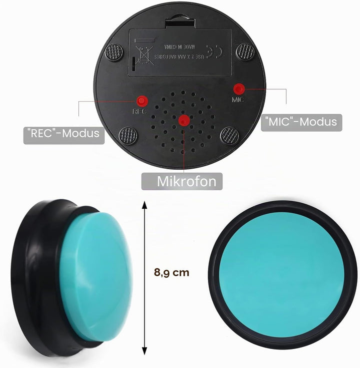 Sprachaufnahme-Taste, Hundetasten für Kommunikation, Haustier-Trainings-Summer, 30 Sekunden Aufnahme